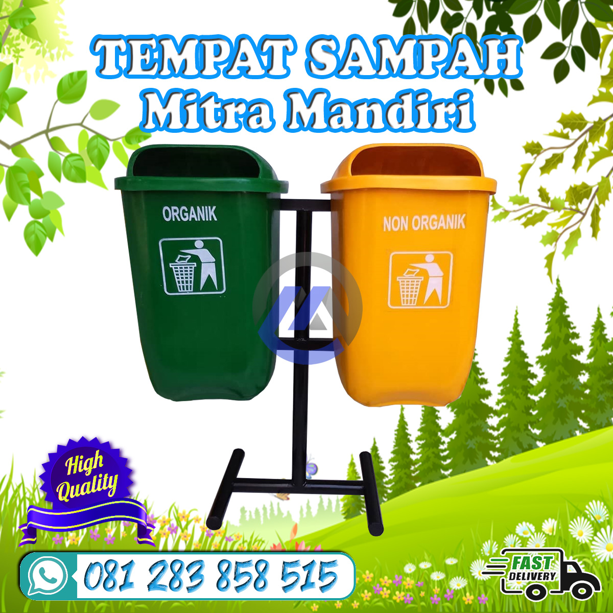 Tempat sampah mitra mandiri oval gandeng 2